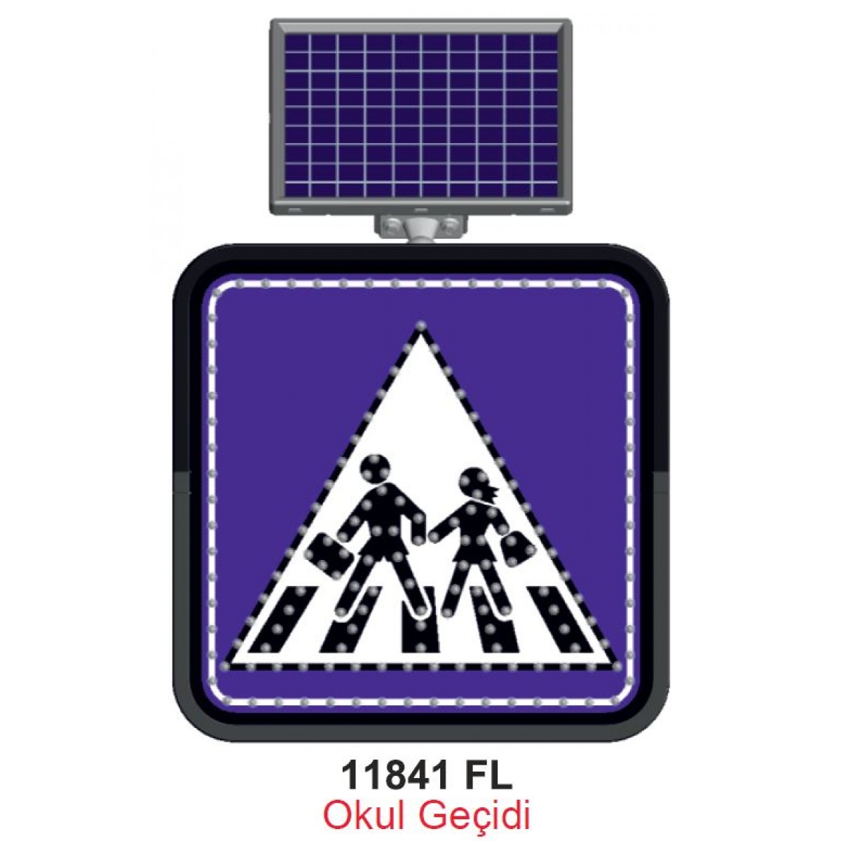 Solar Flaşörlü Tek Yönde Uyarı Levhası 62